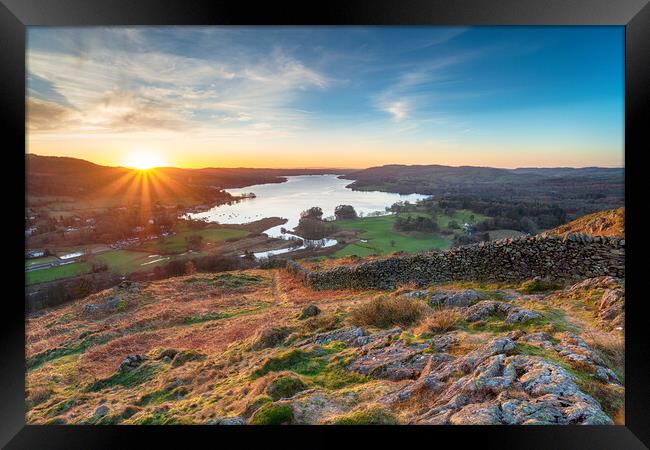 Loughrigg Fell in the Lake District Framed Print by Helen Hotson