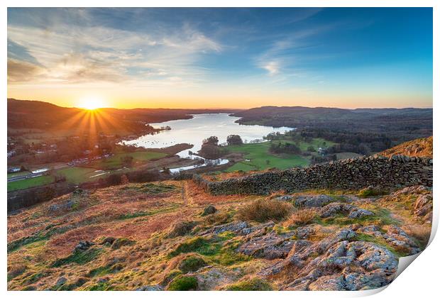 Loughrigg Fell in the Lake District Print by Helen Hotson