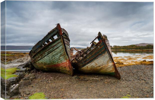 Abandoned Boats on the Isle of Mull Canvas Print by Helen Hotson