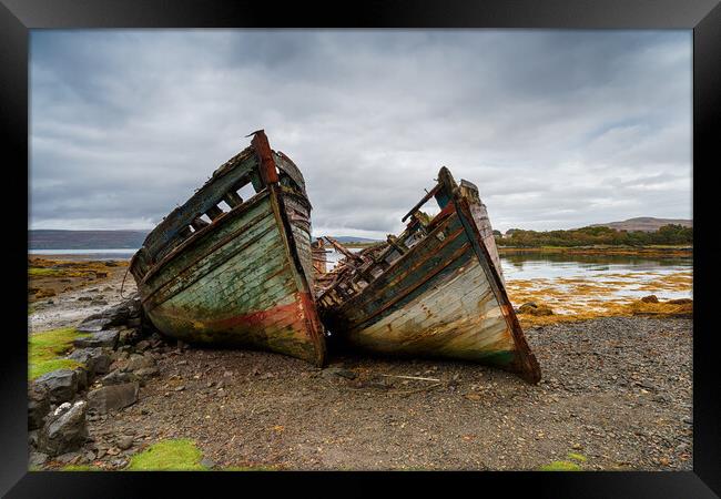 Abandoned Boats on the Isle of Mull Framed Print by Helen Hotson