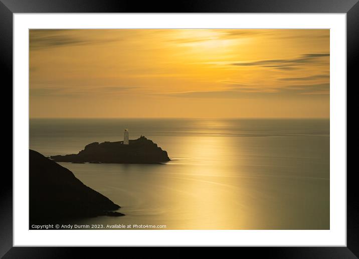 Sunset at Godrevy Framed Mounted Print by Andy Durnin