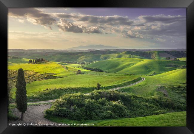 Countryside landscape in Volterra. Tuscany, Italy Framed Print by Stefano Orazzini
