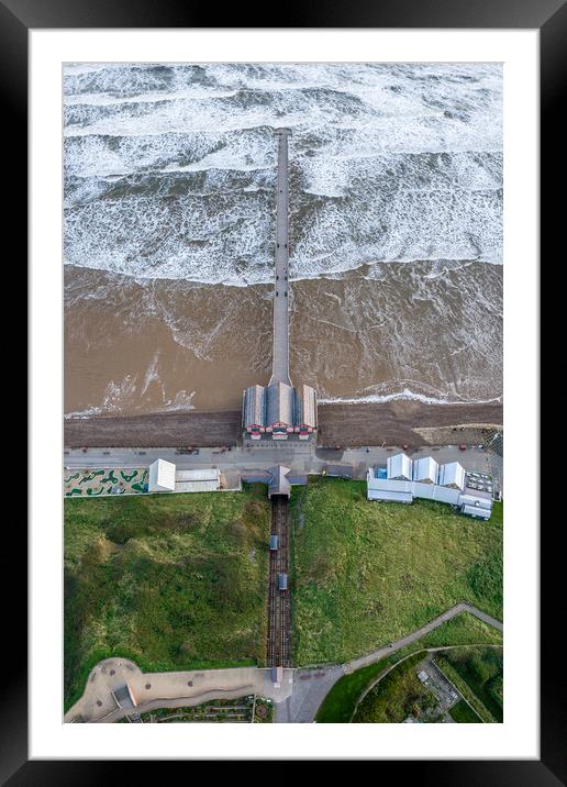The Cliff Lift and Pier  Framed Mounted Print by Apollo Aerial Photography