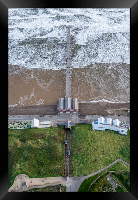 The Cliff Lift and Pier  Framed Print by Apollo Aerial Photography