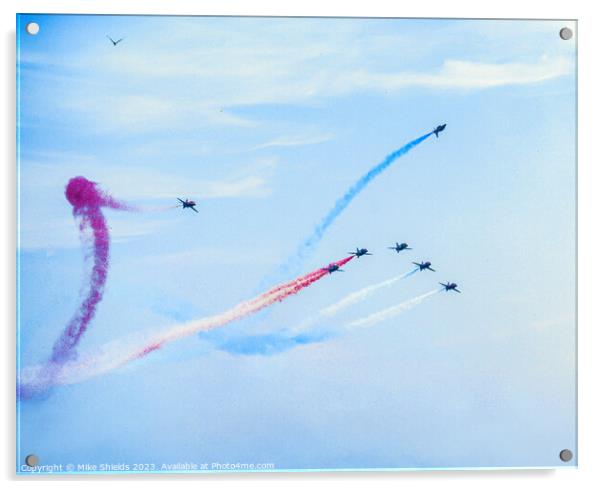 The Red Arrows  Acrylic by Mike Shields