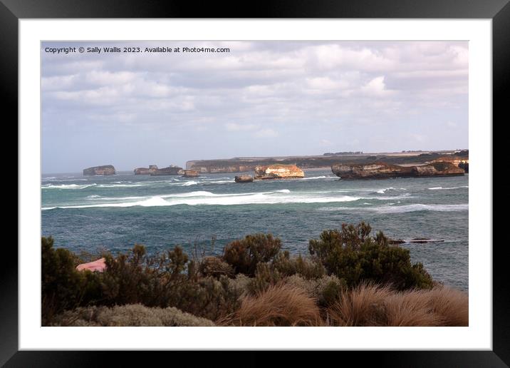 Outcrops in the Southern Ocean Framed Mounted Print by Sally Wallis