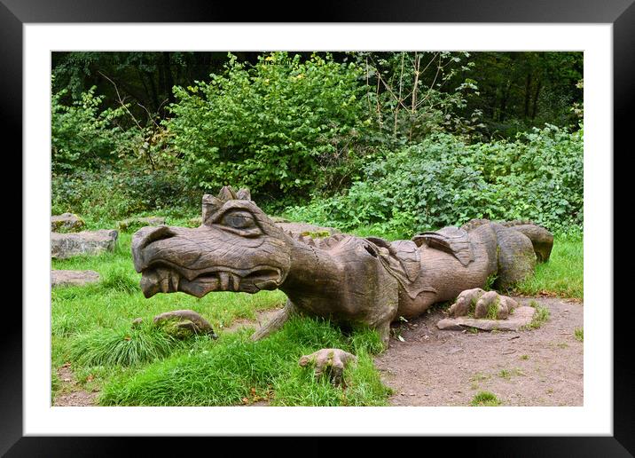 A Dinosaur Guarding the woods of Fforest Fawr near Cardiff  Framed Mounted Print by Nick Jenkins