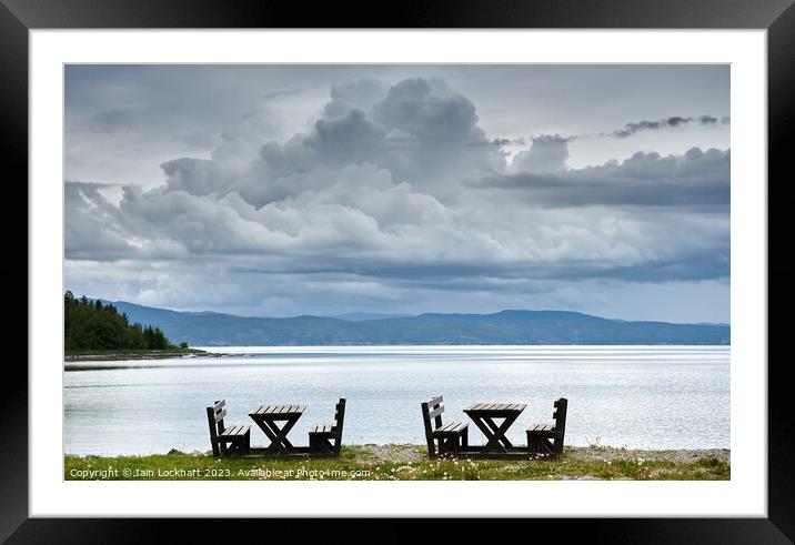 Picnic spot next to Fjord in Norway Framed Mounted Print by Iain Lockhart