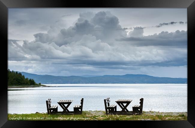 Picnic spot next to Fjord in Norway Framed Print by Iain Lockhart