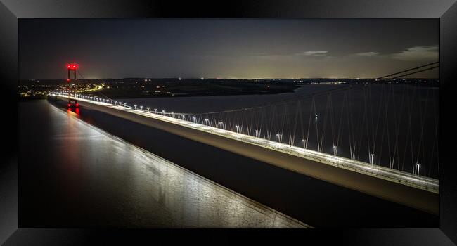 Humber Bridge at Night Framed Print by Apollo Aerial Photography