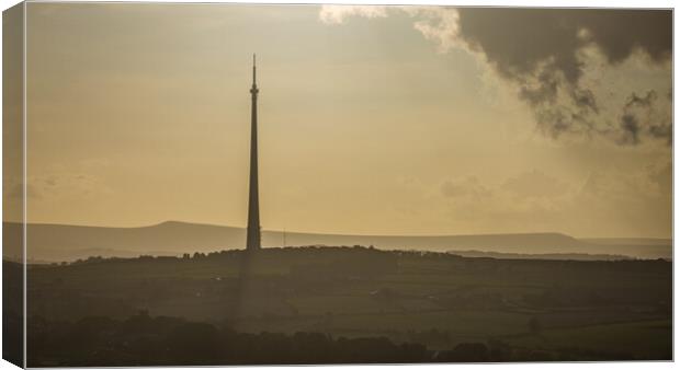 Emley Moor Silhouettes Canvas Print by Apollo Aerial Photography