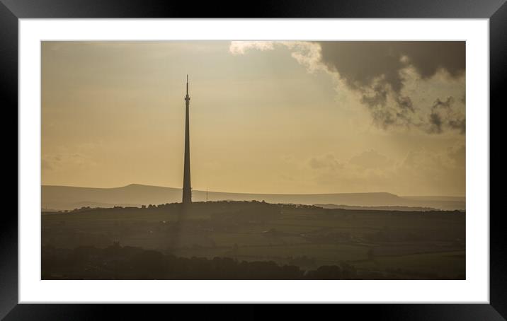 Emley Moor Silhouettes Framed Mounted Print by Apollo Aerial Photography