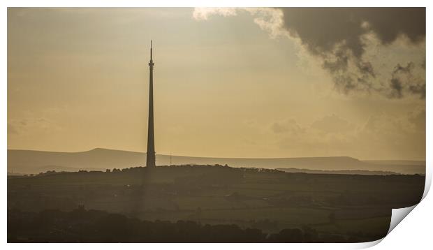 Emley Moor Silhouettes Print by Apollo Aerial Photography