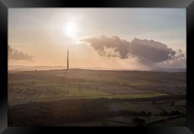 An Emley Sunset Framed Print by Apollo Aerial Photography