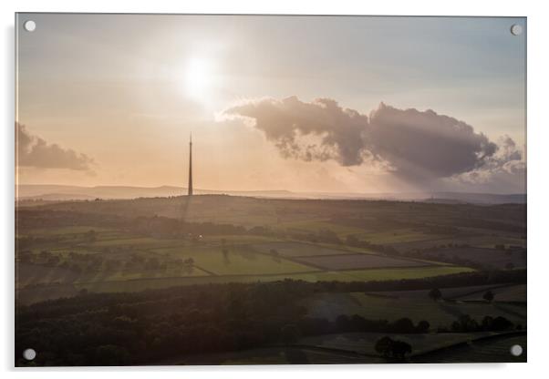 An Emley Sunset Acrylic by Apollo Aerial Photography