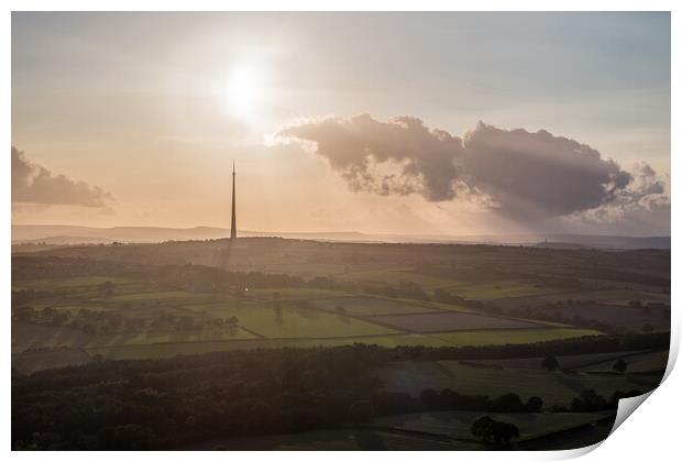 An Emley Sunset Print by Apollo Aerial Photography