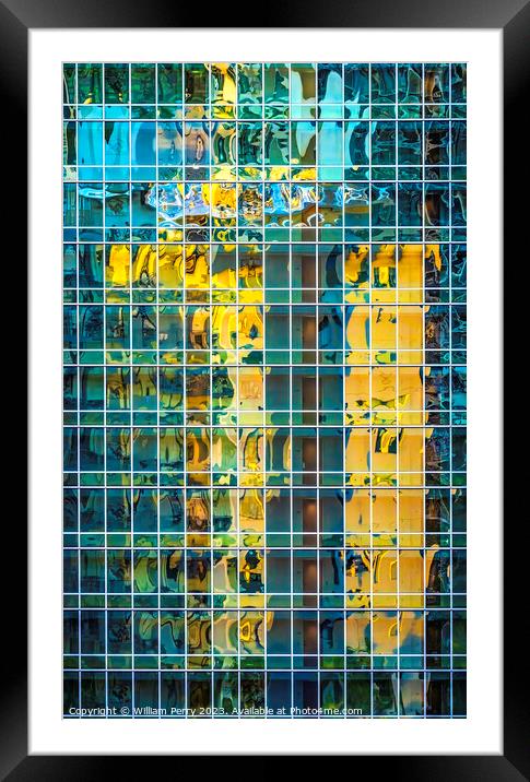 Colorful Reflection Abstract Building Honolulu Hawaii Framed Mounted Print by William Perry