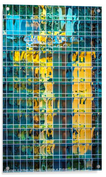 Colorful Reflection Abstract Building Honolulu Hawaii Acrylic by William Perry
