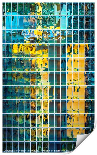 Colorful Reflection Abstract Building Honolulu Hawaii Print by William Perry