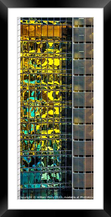 Colorful Reflection Abstract Building Honolulu Hawaii Framed Mounted Print by William Perry