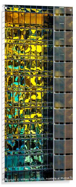Colorful Reflection Abstract Building Honolulu Hawaii Acrylic by William Perry