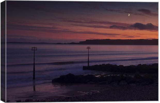 Amroth Moonrise Canvas Print by Creative Photography Wales
