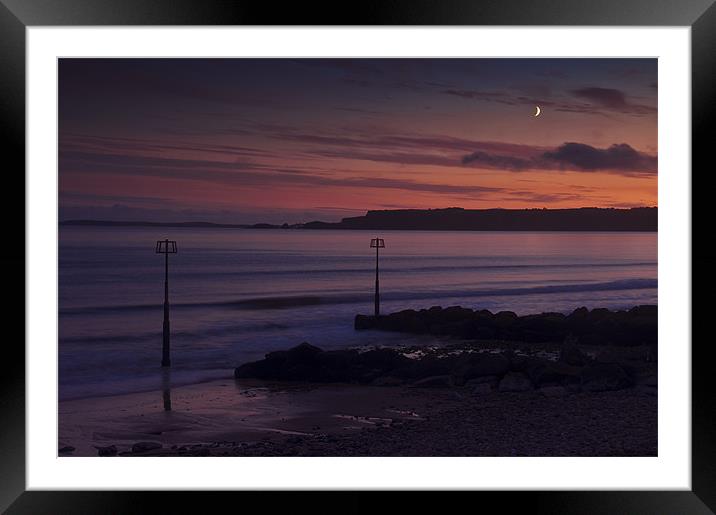 Amroth Moonrise Framed Mounted Print by Creative Photography Wales