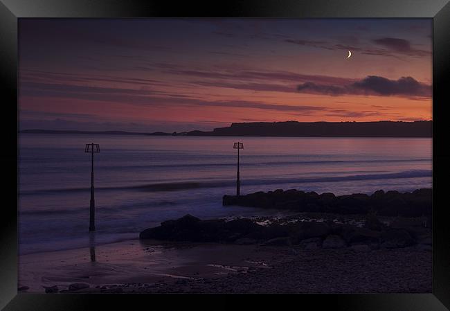 Amroth Moonrise Framed Print by Creative Photography Wales