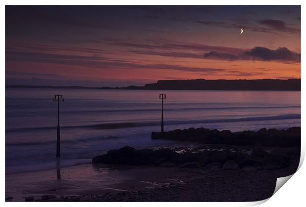 Amroth Moonrise Print by Creative Photography Wales