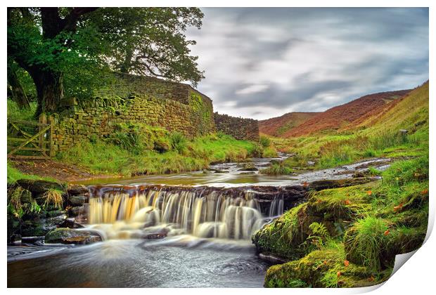 River Colne Waterfalls near Marsden Print by Darren Galpin