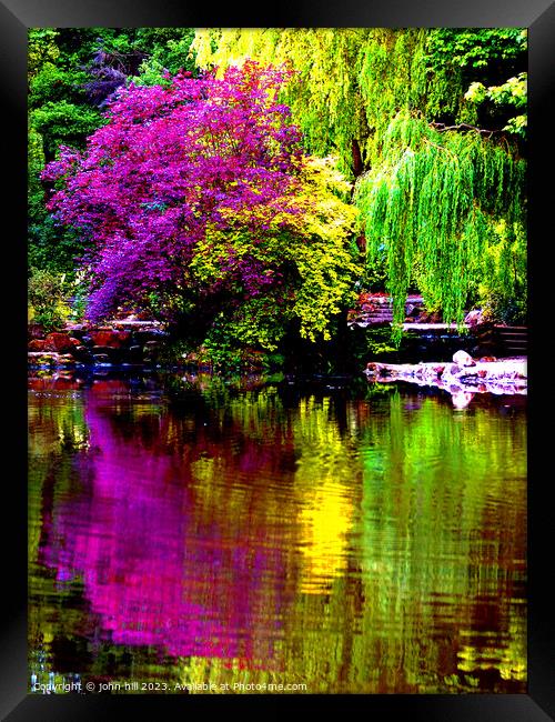 Colorful reflections of nature. Framed Print by john hill