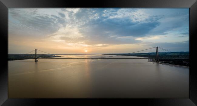 Humber Bridge Sunset Framed Print by Apollo Aerial Photography