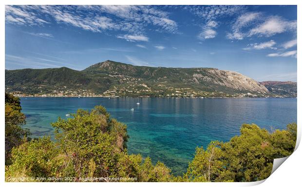 Outdoor Ocean Beach of Ipsos Corfu Greece Print by John Gilham