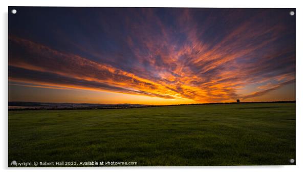 Sunset Northumberland Acrylic by Robert Hall