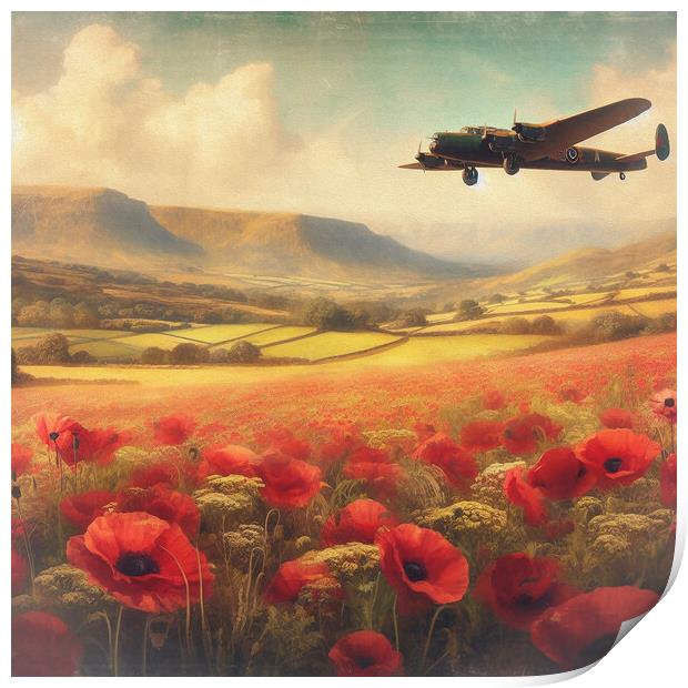 lancaster over poppy field Print by kathy white