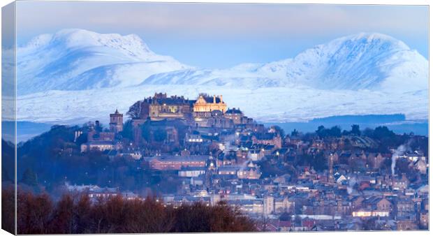 A winter landscape over Stirling Castle  Canvas Print by Anthony McGeever