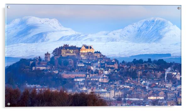 A winter landscape over Stirling Castle  Acrylic by Anthony McGeever