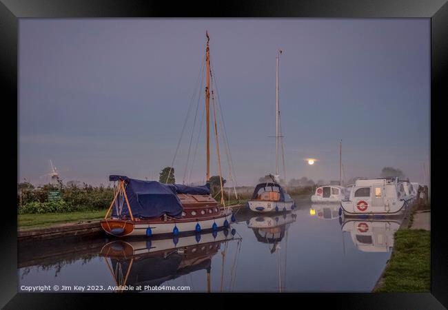 Moonlight Thurne Dyke Norfolk Broads  Framed Print by Jim Key