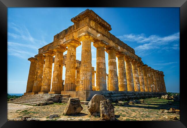 The Temple of Hera at Selinunte. Sicily Framed Print by John Henderson