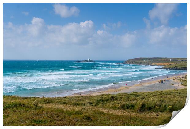 Godrevey Cove from the Towans Print by Paul Grubb