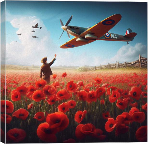 Salute to the spitfire,lest we forget Canvas Print by kathy white