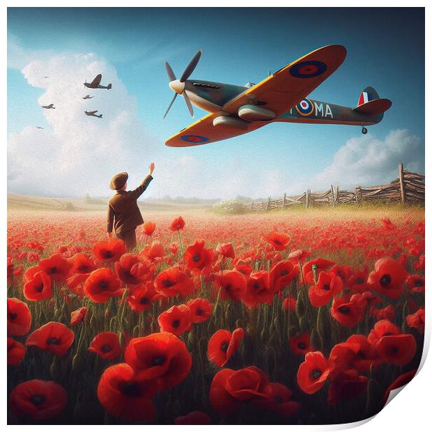 Salute to the spitfire,lest we forget Print by kathy white