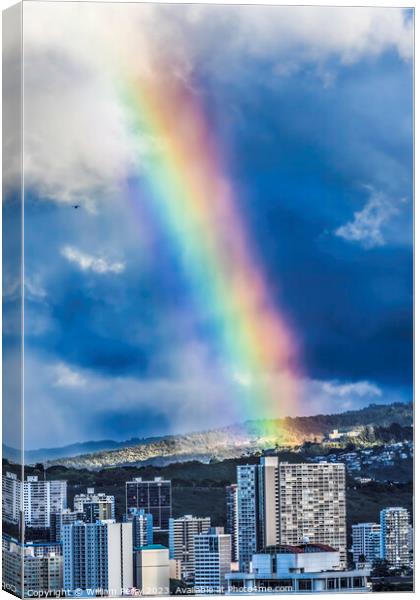 Colorful Rainbow Buildings Tantalus Waikiki Honolulu Oahu Hawaii Canvas Print by William Perry