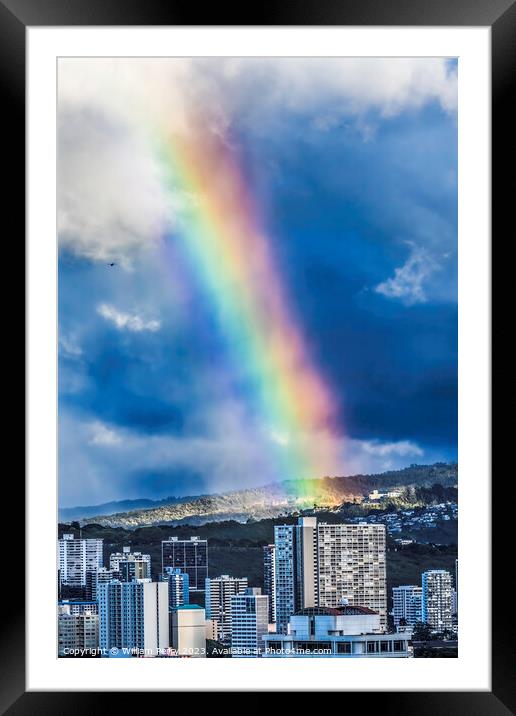 Colorful Rainbow Buildings Tantalus Waikiki Honolulu Oahu Hawaii Framed Mounted Print by William Perry