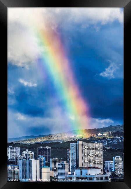 Colorful Rainbow Buildings Tantalus Waikiki Honolulu Oahu Hawaii Framed Print by William Perry