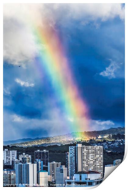 Colorful Rainbow Buildings Tantalus Waikiki Honolulu Oahu Hawaii Print by William Perry