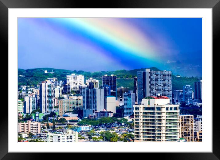 Colorful Rainbow Buildings Tantalus Waikiki Honolulu Oahu Hawaii Framed Mounted Print by William Perry