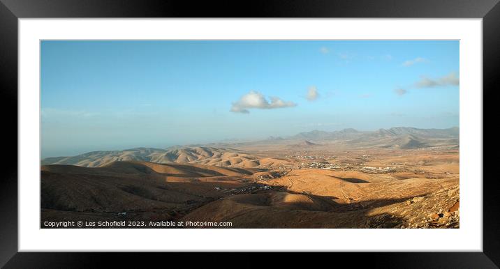 Fuerteventura  mountains  Framed Mounted Print by Les Schofield
