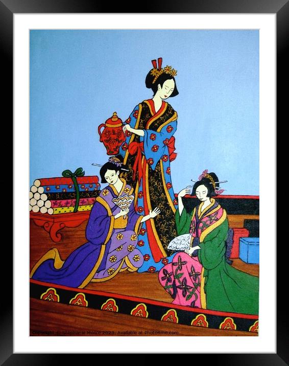 Three geishas Framed Mounted Print by Stephanie Moore
