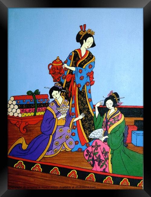 Three geishas Framed Print by Stephanie Moore